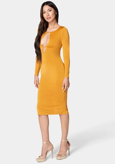 Bebe Open Neck Midi Dress In Autumn Blaze