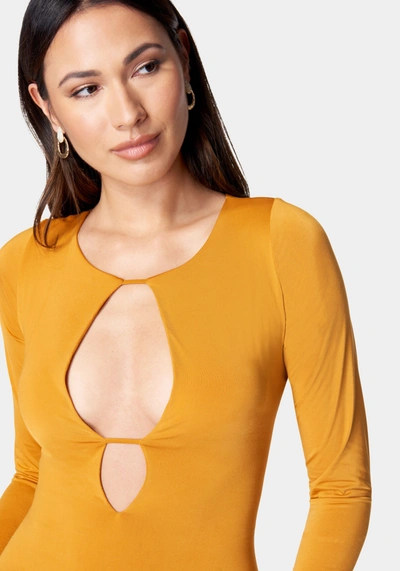 Bebe Open Neck Midi Dress In Autumn Blaze