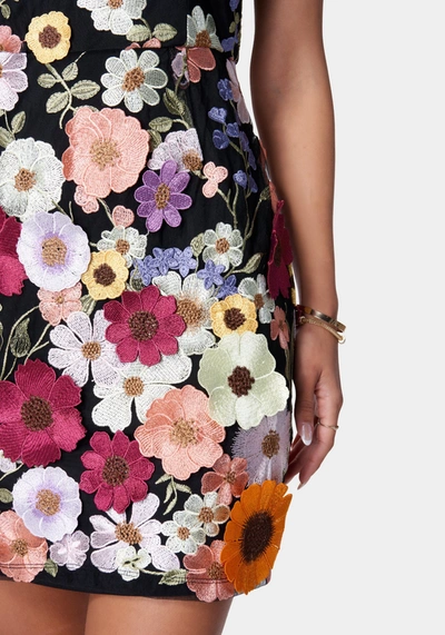 Bebe Mock Neck Sleeveless Short Dress In Black Multi