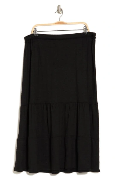 Shop Max Studio Solid Tiered Maxi Skirt In Black