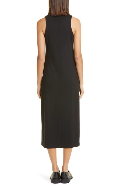 Vince Side-slit Sleeveless Turtleneck Dress In Black In Black