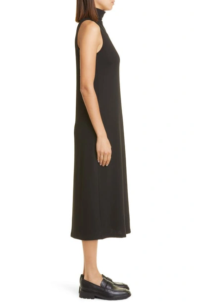 Vince Side-slit Sleeveless Turtleneck Dress In Black In Black