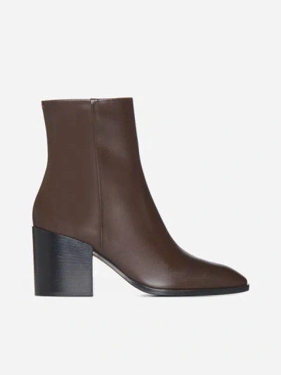 Shop Aeyde Leandra Leather Ankle Boots In Moka