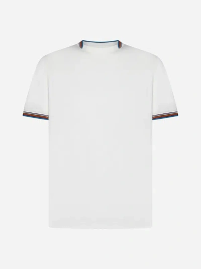 Shop Paul Smith Stripe Detail Cotton T-shirt In White