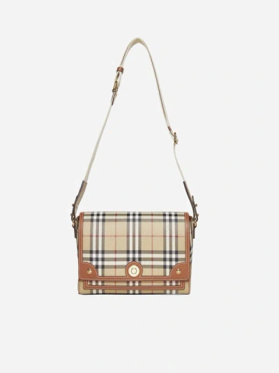 Shop Burberry Note Check Canvas Medium Bag In Vintage Check