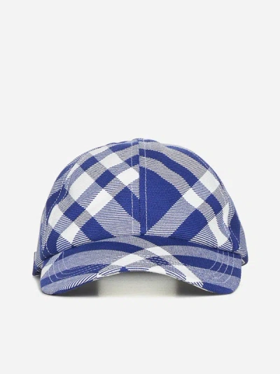 Burberry Check Wool-blend Baseball Cap In Blue,white