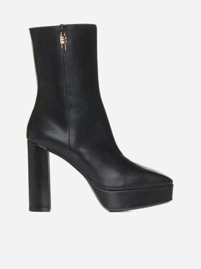 Shop Givenchy Glock Leather Platform Ankle Boots In Black