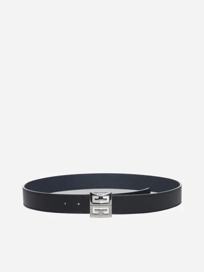 Shop Givenchy 4g Reversible Leather Belt In Black,dark Blue