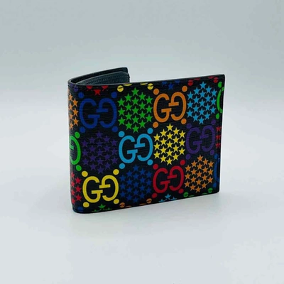 Shop Gucci Unisex Black/rainbow Gg Supreme Psychedelic Bi-fold Wallet