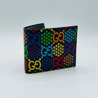 Gucci Unisex Black/rainbow Gg Supreme Psychedelic Bi-fold Wallet In Black/rainbow