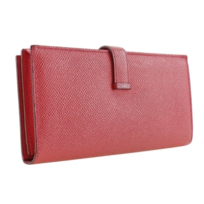 Shop Hermes Hermès Béarn Red Leather Wallet  ()