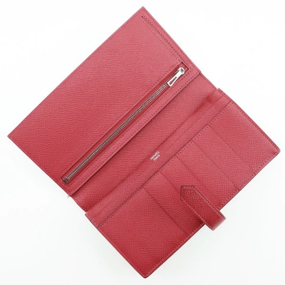 Shop Hermes Hermès Béarn Red Leather Wallet  ()