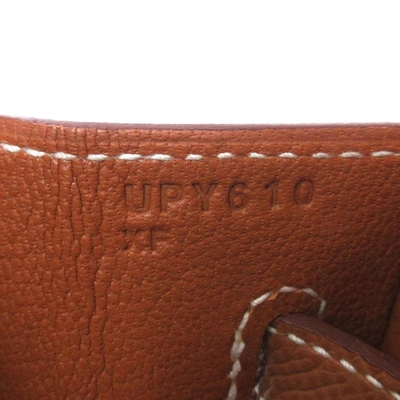 Shop Hermes Hermès Birkin 25 Gold Leather Handbag ()