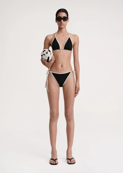 Shop Totême Stripe Tie Bikini Bottoms Black