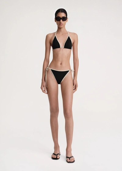 Totême Stripe Tie Bikini Top Black In Black