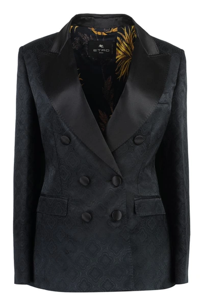 Shop Etro Double-breasted Jacket In Black