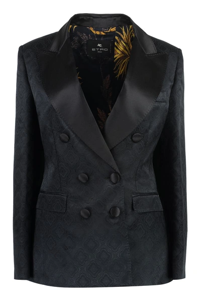 Etro Double-breasted Jacket In Black