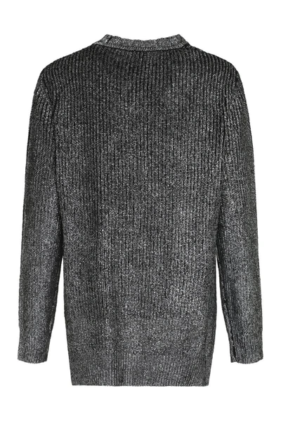 Shop Pinko Piranha Ribbed Sweater In Silver