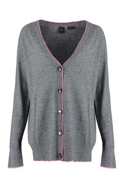 Shop Pinko Wool And Cashmere Cardigan In Grey