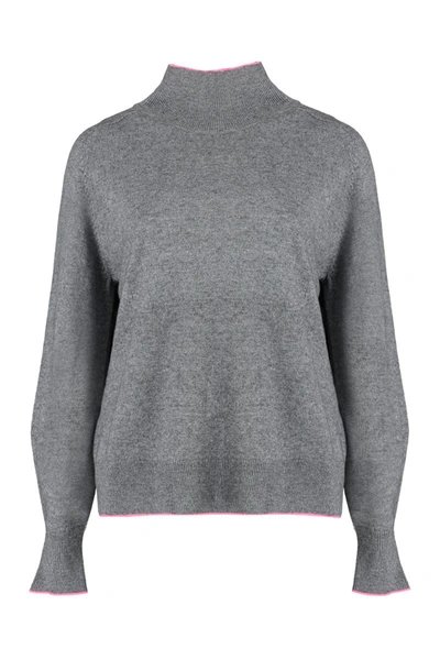 Shop Pinko Wool Blend Turtleneck Sweater In Grey