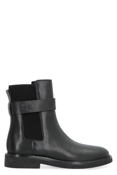 Shop Tory Burch Leather Chelsea Boots In Black