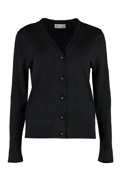 Shop Tory Burch Wool-blend Cardigan In Black