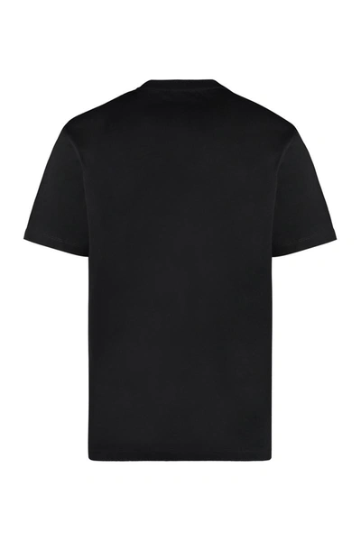 Shop Versace Logo Embroidery Cotton T-shirt In Black