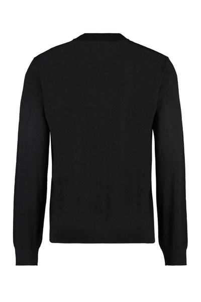 Shop Versace Silk And Cotton Blend Sweater In Black