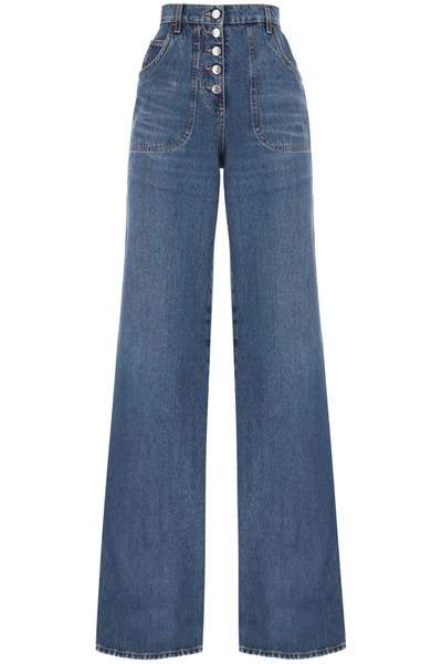 Shop Etro Jeans With Back Foliage Motif In Light Blue