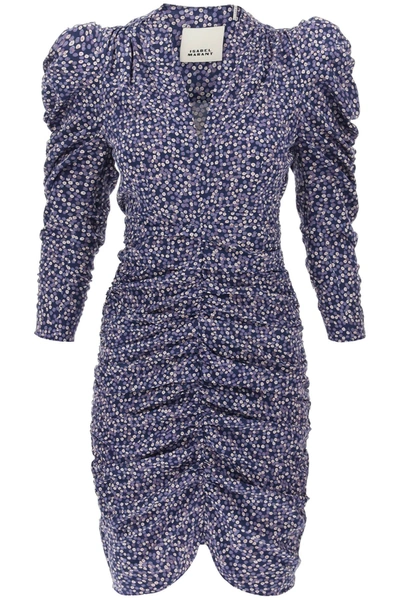 Shop Isabel Marant Stretch Silk Celina Mini Dress In Blue