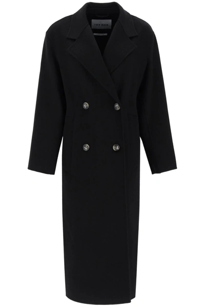 Shop Ivy & Oak Clara Double-breasted Wool Coat In Black