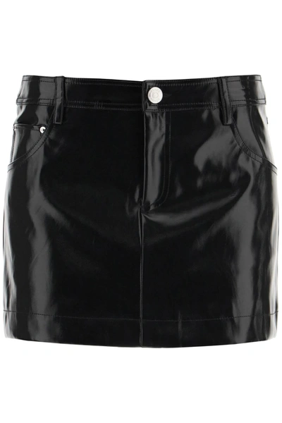 Shop Staud Vegan Leather 'drawing' Miniskirt In Black