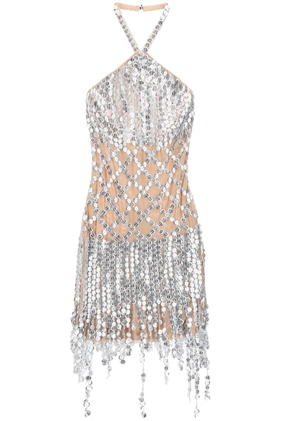Shop Attico 'adriel' Mini Dress With Hexagonal Sequins In Mixed Colours