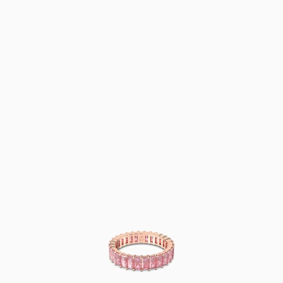 Swarovski Metal Matrix Ring Embellished With Crystals In Pink