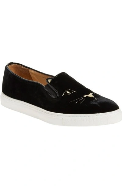 Shop Charlotte Olympia 'cool Cats' Slip-on Sneaker (women) In Black Velvet