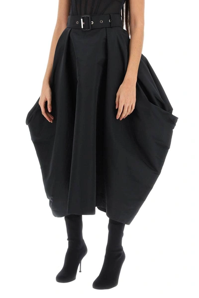 Shop Alexander Mcqueen Peg-top Skirt In Polyfaille In Black