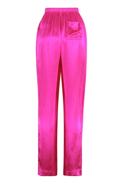 Shop Balenciaga Silk Pajama Pants In Fuchsia