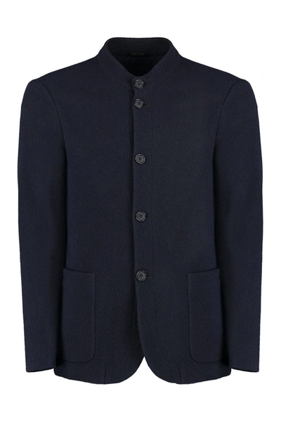 Shop Giorgio Armani Wool Single-breasted Blazer In Blue