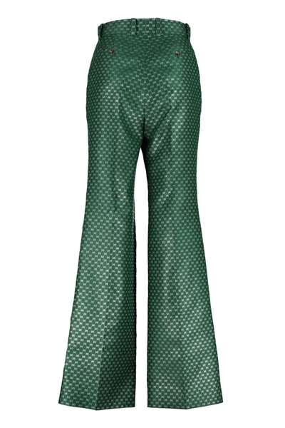 Shop Gucci Flared Trousers In Green