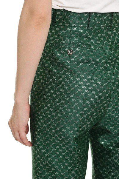 Shop Gucci Flared Trousers In Green