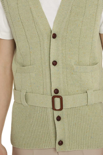 Shop Gucci Knitted Wool Vest In Green