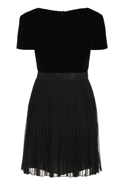 Shop Gucci Pleated Skirt Dress In Black