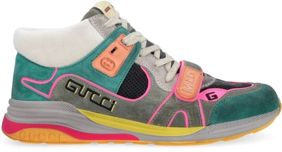 Shop Gucci Ultrapace High-top Leather And Technical Fabric Sneakers In Multicolor