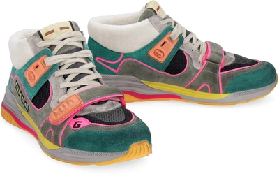 Shop Gucci Ultrapace High-top Leather And Technical Fabric Sneakers In Multicolor