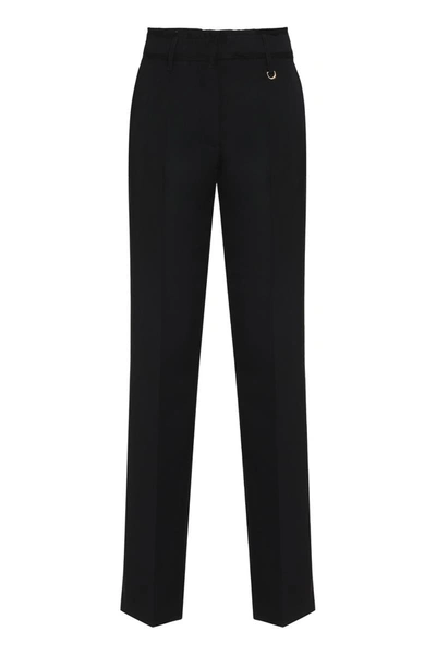 Shop Jacquemus Ficelle Wool Trousers In Black