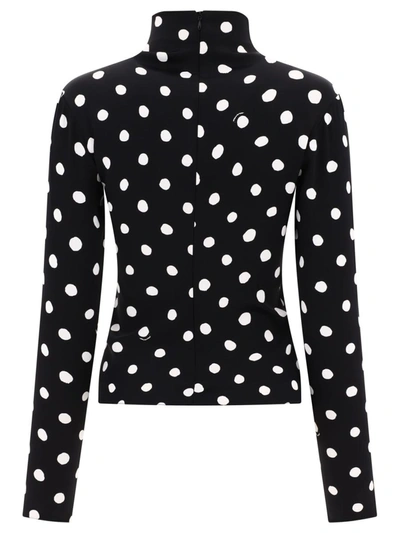 Shop Marni High Neck Polka Dots Top In Black