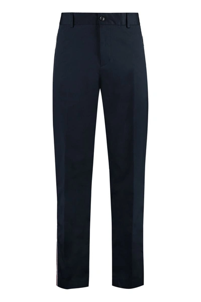 Shop Moncler Cotton Trousers In Blue