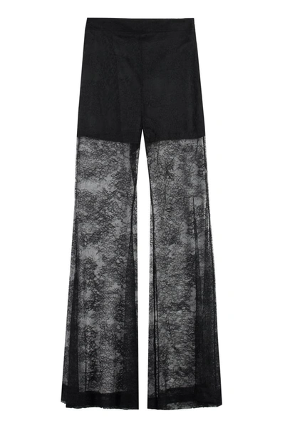 Shop Nina Ricci Lace Trousers In Black