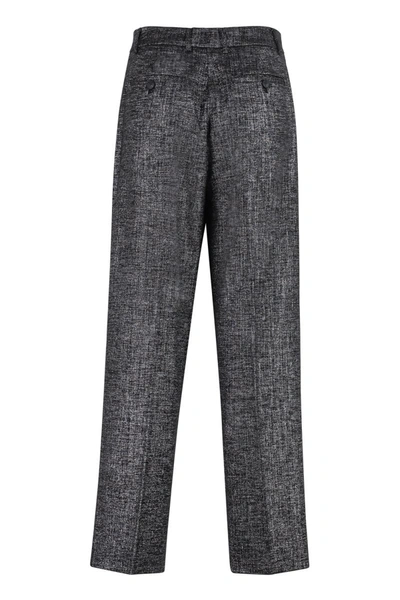Shop Pinko Wool And Cotton Trousers In Silver