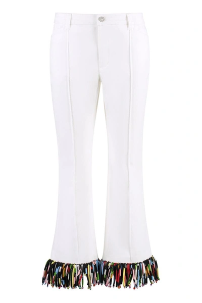 Shop Pucci Cropped Flared Trousers In White